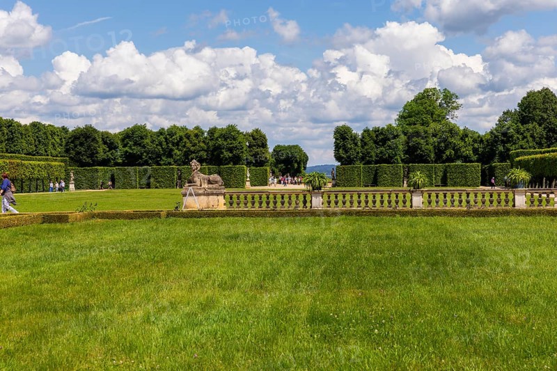 The Grosssedlitz Baroque Garden with the Friedrich Palace is located on a hill on the left bank of the Elbe to the south-east of Dresden in Grosssedlitz, which belongs to the town of Heidenau in the Free State of Saxony, Grosssedlitz Baroque Garden, Heidenau, Saxony, Germany, Europe