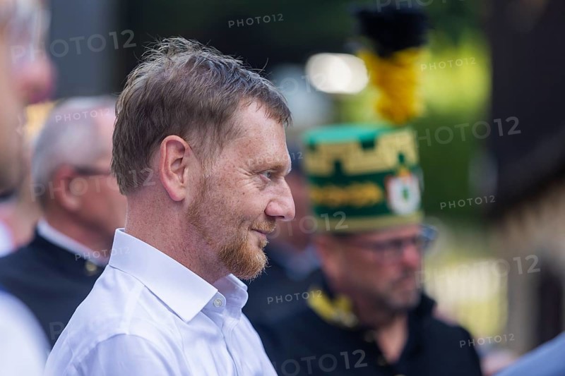 Minister-President Michael Kretschmer visits Schneeberg on the occasion of the mining dispute day, Siebenschlehner Pochwerk, Schneeberg, Saxony, Germany, Europe