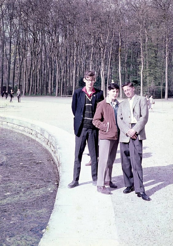 Three senior secondary schoolboys on educational trip at Versaiiles, France, c 1960, Europe