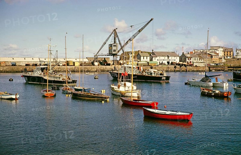 Boats in Portrush harbour, County Antrim, Northern Ireland, United Kingdom 1960s