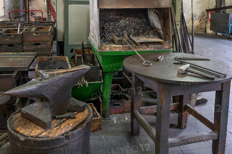 Forge press in a drop forge, formerly Dietz & Pfriem valve factory, today Industrial Museum Lauf, Sicharchard Str., Lauf an der Pegnitz, Middle Franconia, Bavaria, Germany, Europe