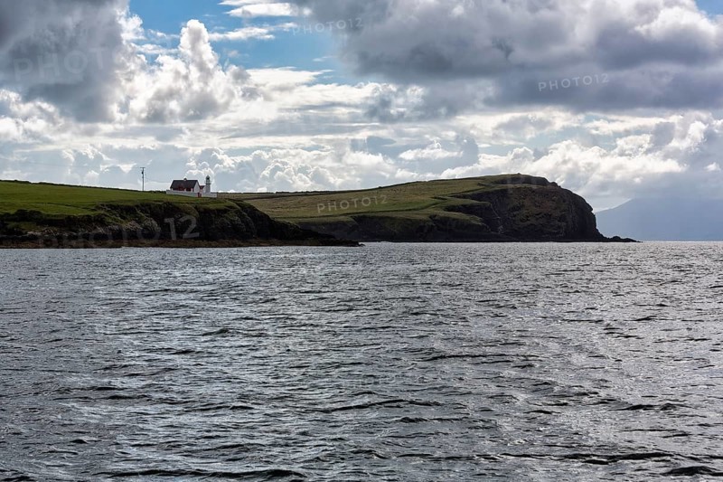 Coastline with lighthouse on cliff, Dingle Bay, Dingle Peninsula, County Kerry, Slea Head Drive, Wild Atlantic Way, North Atlantic, Ireland, Europe