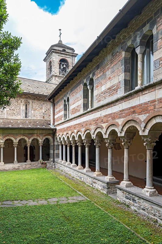 Cloister of Cistercian Abbey of St. Mary of Piona, Lecco, Lake Como, Lago di Como, Italy, Europe