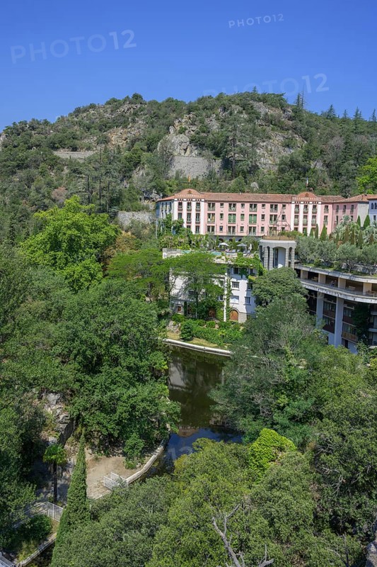 Gorge of the river La Castellane near the thermal hotel in Molitg-les-Bains, Département Pyrénées-Oriental, France, Europe