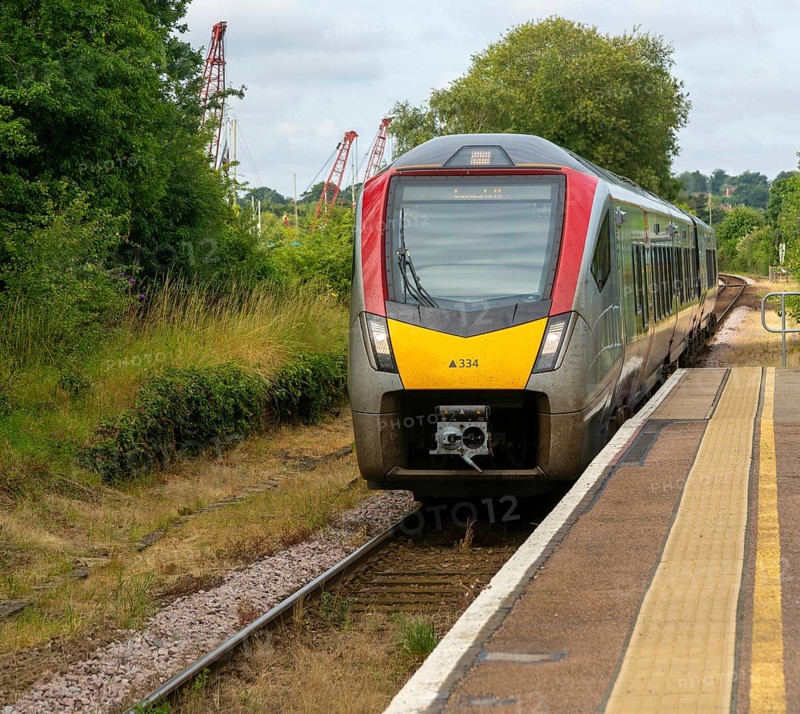 Stadler built British Rail Class 745 FLIRT electric multiple unit Greater Anglia passenger train at platform Melton railway station, Suffolk, England, UK
