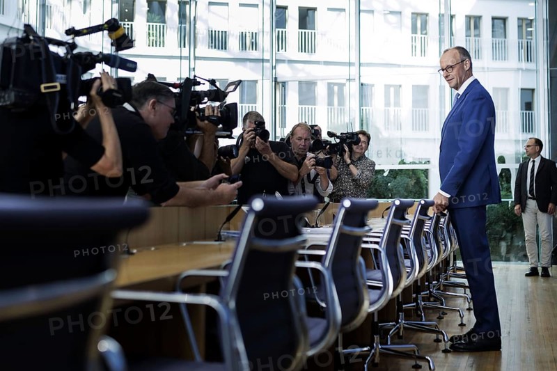Friedrich Merz, CDU party chairman, at the Federal Press Conference on the consequences of Solingen. Berlin, 27.08.2024