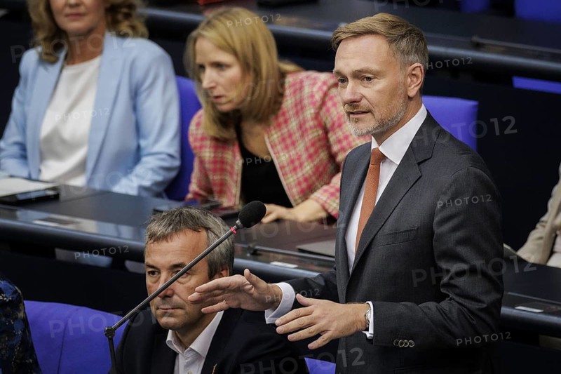 Christian Lindner (FDP), Federal Minister of Finance, recorded during his opening statement in the German Bundestag in Berlin, 25/09/2024
