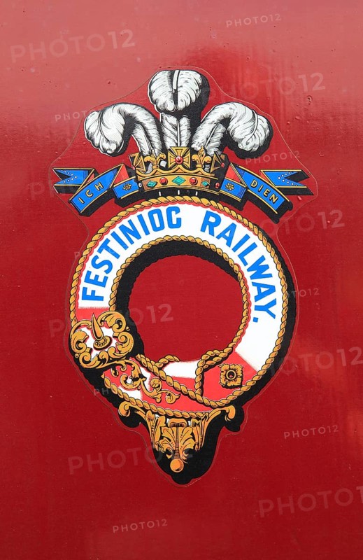 Ffestiniog railway logo sign symbol, Gwynedd, north west Wales, UK