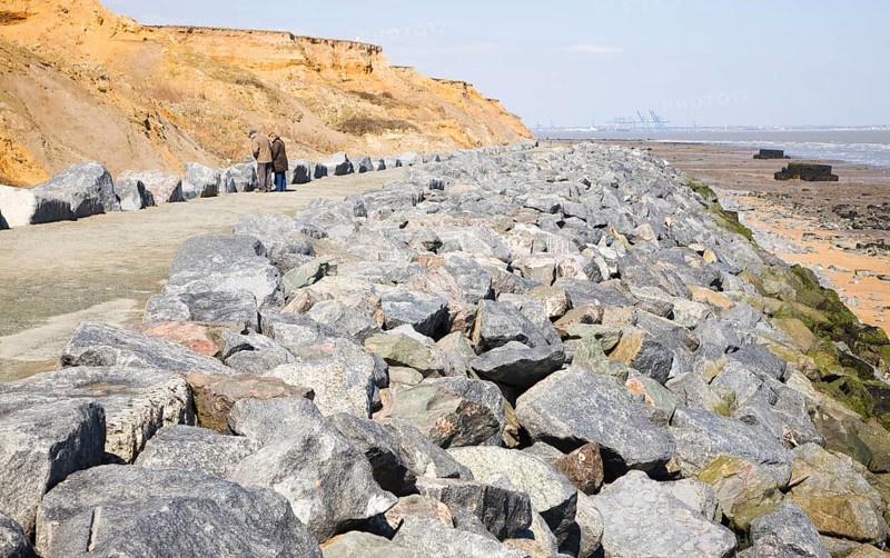 Crag Walk coastal defence and viewpoint structure, Walton on the Naze, Essex, England, United Kingdom, Europe
