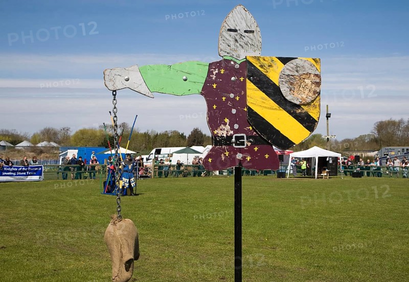 Historical re-enactment event with display of knights jousting, Mid and West Suffolk show, England, United Kingdom, Europe