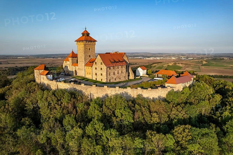 Veste Wachsenburg seen from the air, Amt Wachsenburg, Thuringia, Germany, Europe