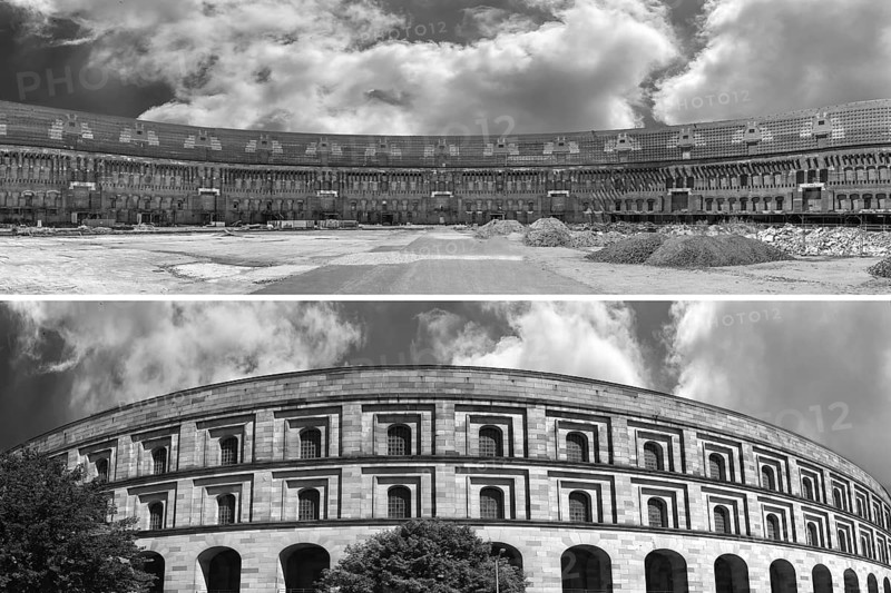 Exterior and interior view of the Congress Hall, unfinished National Socialist monumental building on the Nazi Party Rally Grounds, Bayernstr.100, Nuremberg, Middle Franconia, Bavaria, Germany, Europe