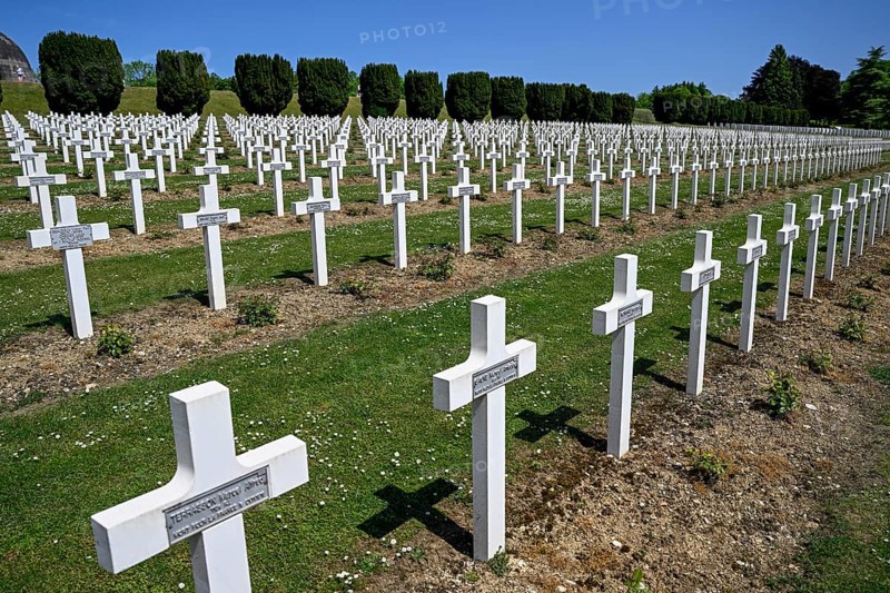 Crosses at the military cemetery near the Douaumont ossuary, First World War, Verdun, Grand Est region, France, Europe