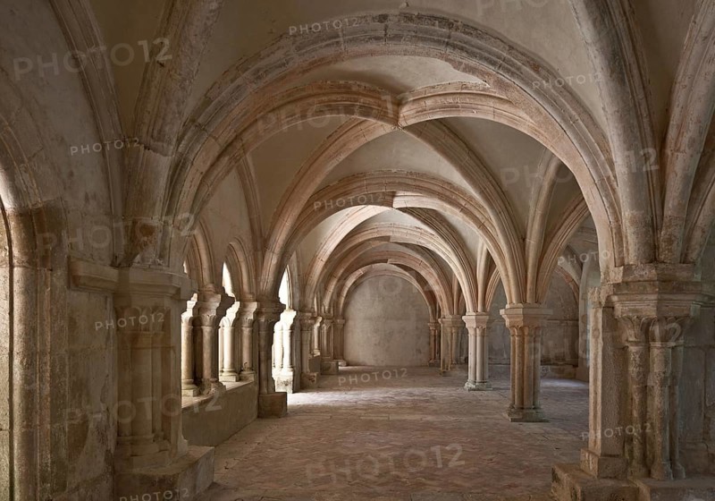 Fontenay former Cistercian monastery chapter house inside facing north, St., Saint, Saint