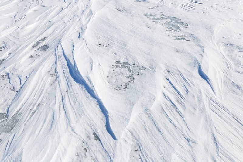 Nature, snow drift pattern on the Saint Lawrence River, Province of Quebec, Canada, North America