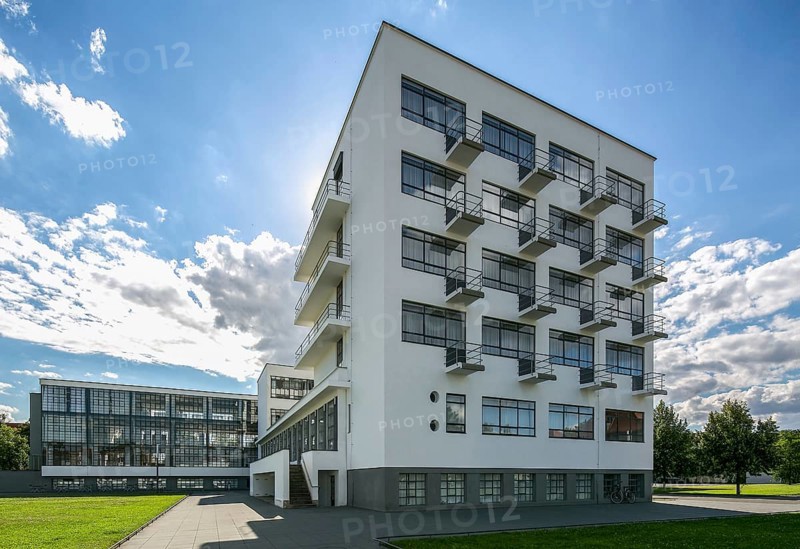 Dessau Bauhaus Prellerhaus 6392 built 1925-26 by Walter Gropius and others East façade left workshop wing