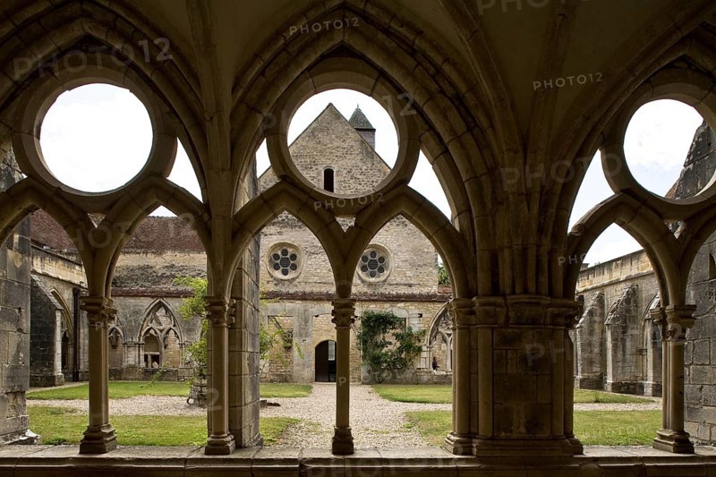 View from the northern wing of the cloister to the north gable of the refectory building, St., Saint, Saint