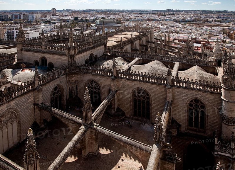 Seville, Cathedral. Roofscape with buttresses Seville, St., Saint, Saint