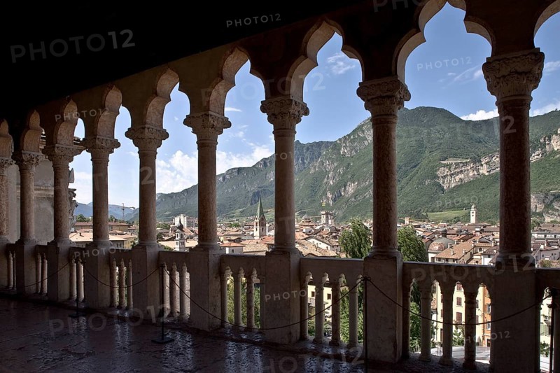 Italy Trento Castello del Buonconsiglio Loggia with city view