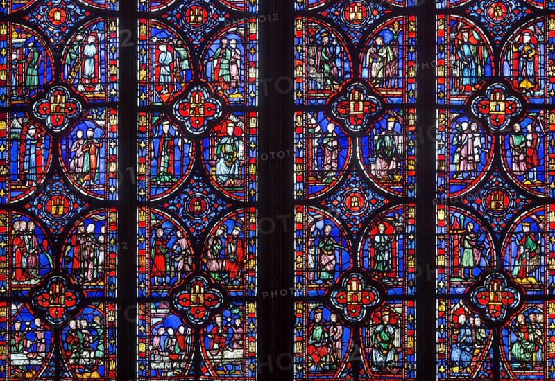 Stained glass window in the upper church, St, Saint, Saint
