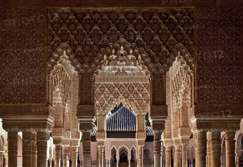 Nasrid Palace, Courtyard of the Lions (Patio de los Leones) View across the fountain to the east