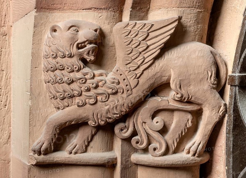 Mainz, St Martin's Cathedral, Capitals to the south of the east choir, Winged Lions Evangelist Mark