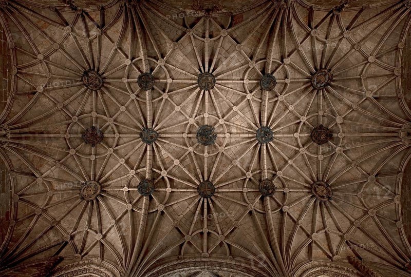 Hieronymus monastery, church, vault with metal emblem discs, St., Sankt, Saint