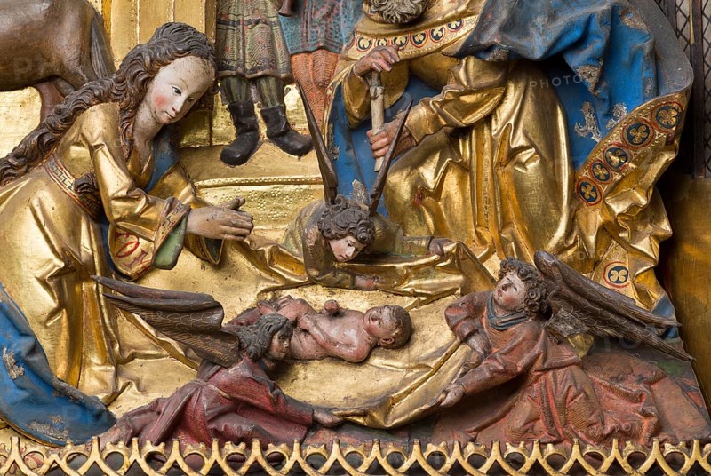 Marian altar (rosary altar) from the Heilig-Geist-Hospital, Lübeck or Hildesheim around 1525, Adoration, St., Saint, Saint