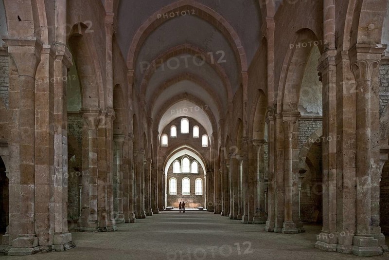 Fontenay Abbey Church interior, view to the altar. Abbey church built 1139-47. Interior to the altar, St, Saint, Saint