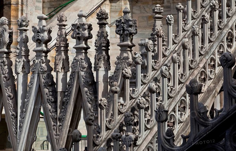 Roof zone in the area of the transept with wimpergen buttresses and 19th century branch, St., Sankt, Saint