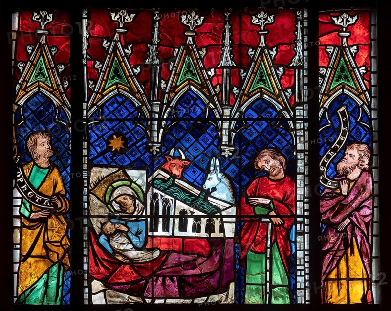 Strasbourg Cathedral, Cathédrale Notre-Dame de Strasbourg, south aisle, 5th window from the west, Life of Mary and Childhood of Jesus, Birth of Jesus