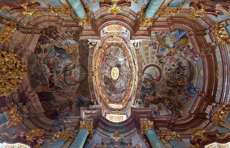 Mater Dolorosa Chapel, built in 1725-27 by Christoph Hackner, interior view into the vault, St., Sankt, Saint