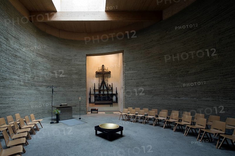 Built in 2000 by Peter Sassenroth and Rudolf Reitermann, rammed earth work: Martin Rauch, Interior, St., Saint, Saint