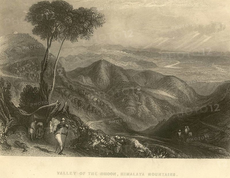 Military and munity mutiny views valley of the Dhoon Himalaya mountains, India, Asia