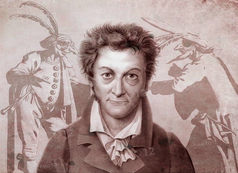 Ernst Theodor Amadeus Hoffmann, or E. T. A. Hoffmann, 1776 - 1822, German Romantic author of fantasy and horror, figures from Prinzessin Brambilla, digitally edited after Jacques Callot
