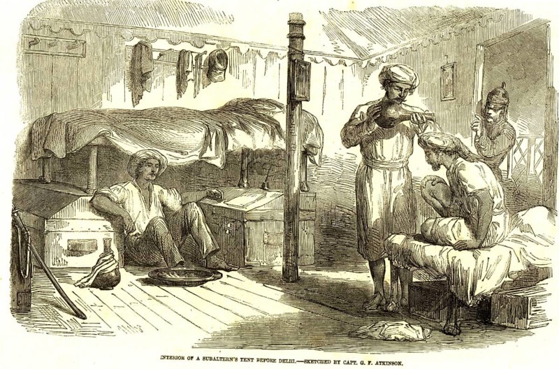 Interior of a subaltern's tent, Delhi, India, Asia