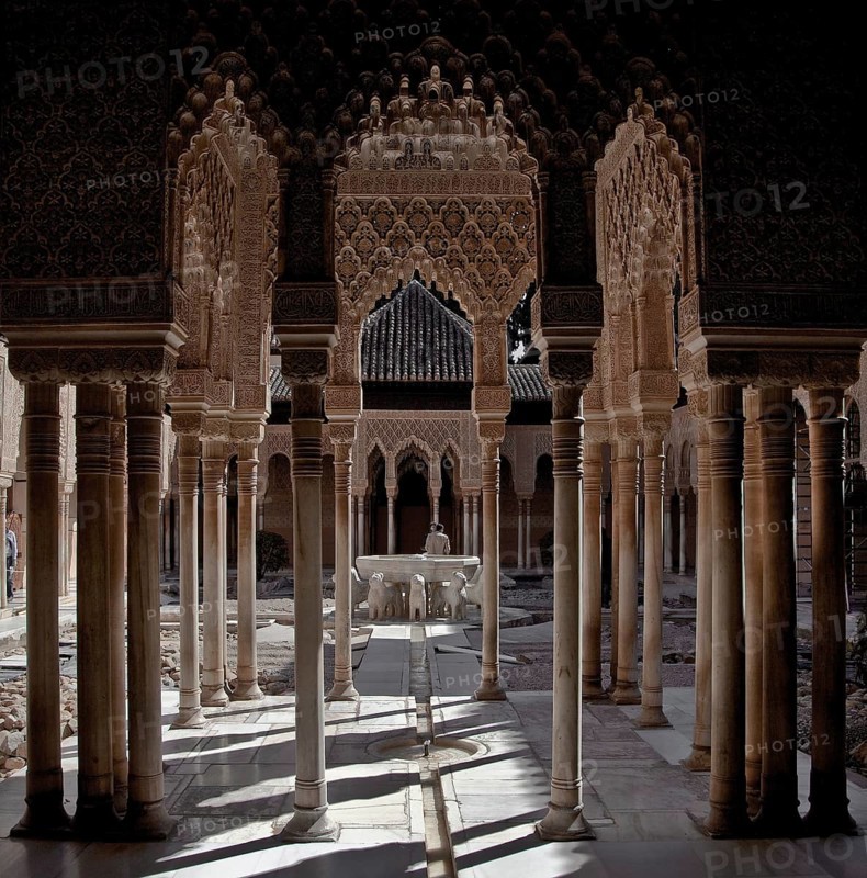 Nasrid Palace, Courtyard of the Lions (Patio de los Leones) View across the fountain to the east