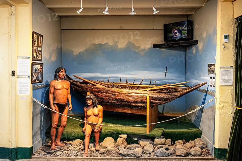 Aboriginal bark canoe from Tierra del Fuego in the Ethnographic Museum, Ushuaia, Argentina, South America