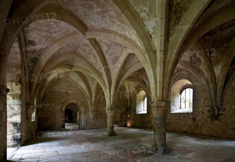 Fontenay former Cistercian monastery Monastery building, basement built at the end of the 12th century View from north-west