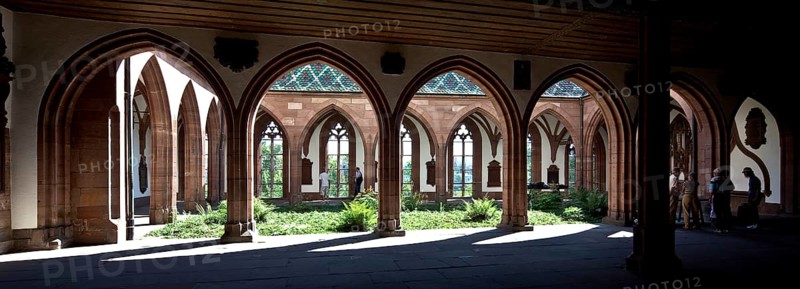 View through the connecting hall to the east into the small cloister, St., Sankt, Saint