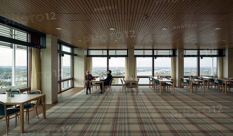 Former high-rise parliament building Langer Eugen, built 1966-1969 by Egon Eiermann, today headquarters of United Nations organisations, restaurant/cafeteria on the top floor, view of Bonn