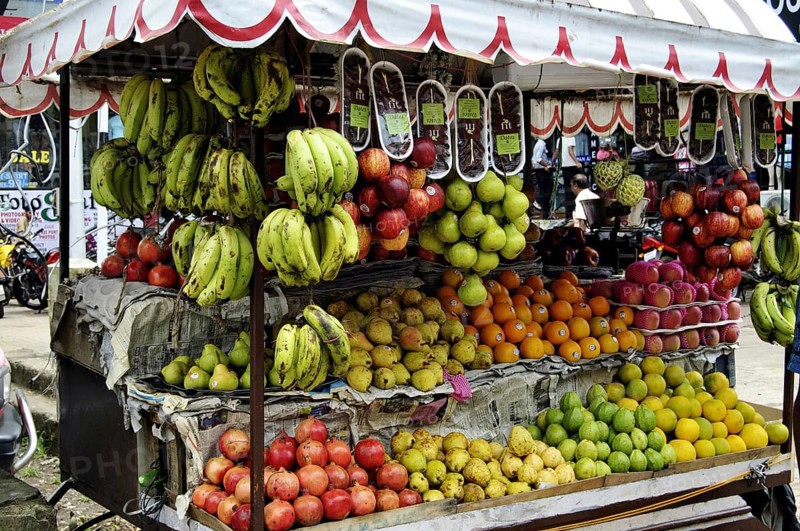 Fruit cart in Panjim market at Goa India