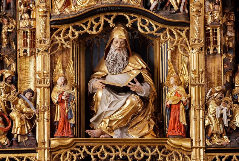 High altar, Antwerp gold altar, 1518 by Jan Geenots, reading Anthony the Hermit, inserted 1760, St., Saint, Saint