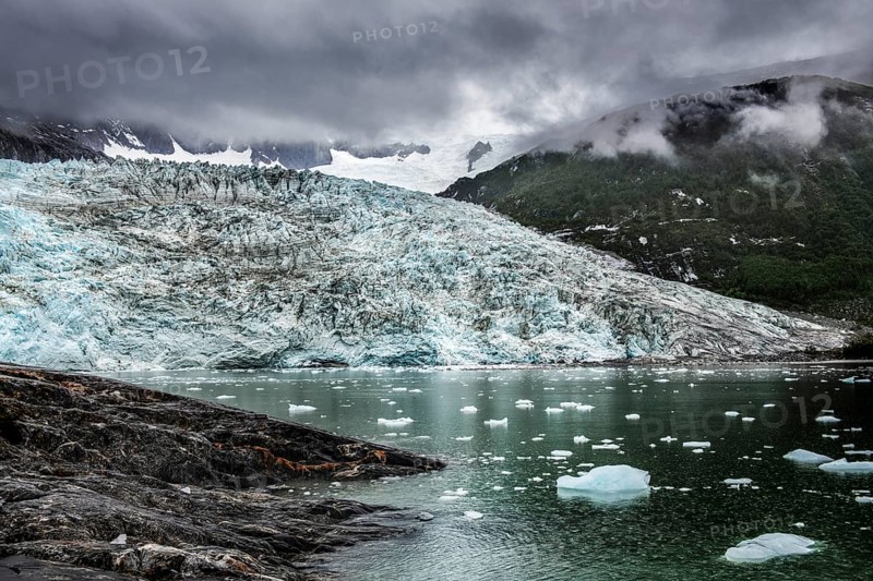 Pia Glacier, Cordillera Darwin, north-east foothills of the Beagle Channel, Tierra del Fuego, Tierra del Fuego, Patagonia, Chile, South America