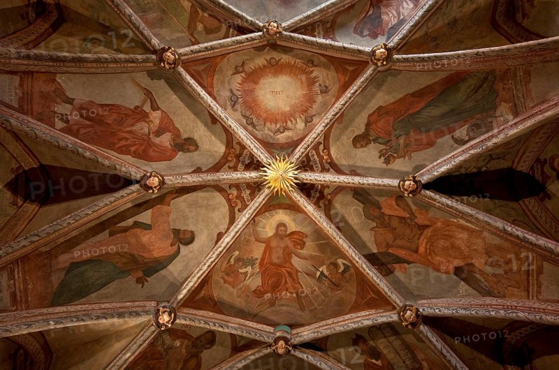 Chapel next to the north aisle, so.g parish hall, vault with painting around 1585, St., Sankt, Saint