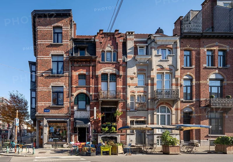 Brussels, Bruxelles, row of houses in the Ixelles/Elsene district