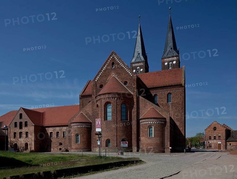 View from east with cloister east wing and farm building, St., Sankt, Saint