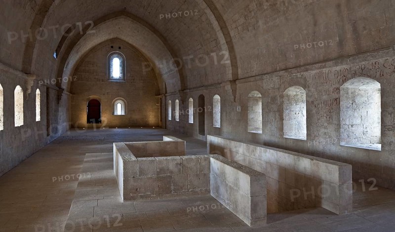 Cistercian monastery founded in 1144, church built 1175-1220, dormitory interior to the north, staircase to the cloister in front, St., Sankt, Saint