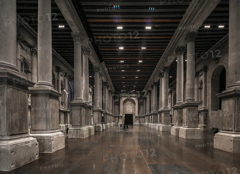 Italy Venice Scuola Grande della Santa Maria Misericordia -430 v Jacopo Sansovino not completed until 1583 Parterre hall with Corinthian columns