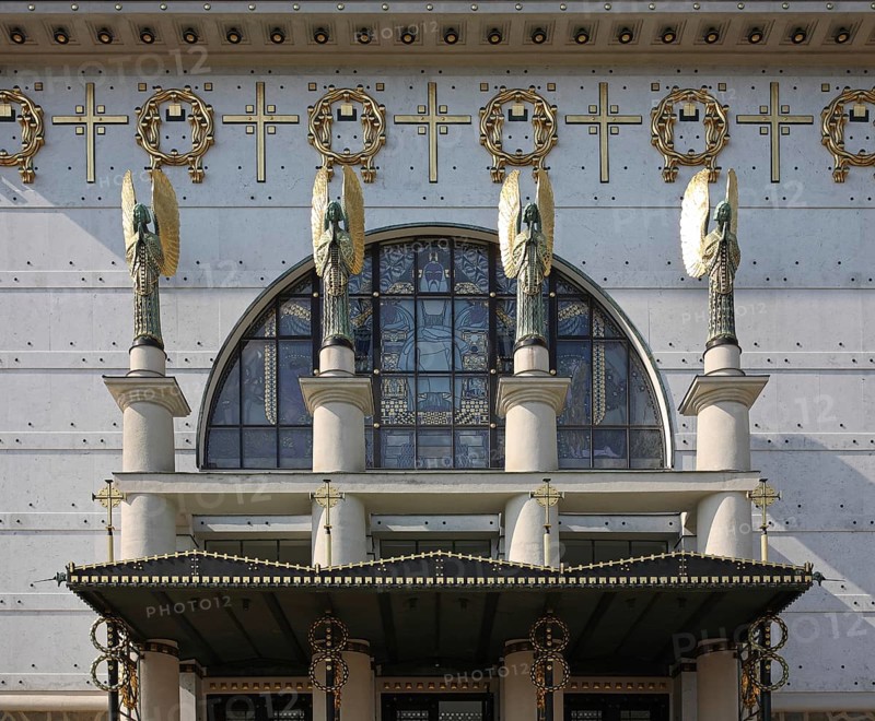 Entrance area from the south, portal with four angels on columns, St., Sankt, Saint